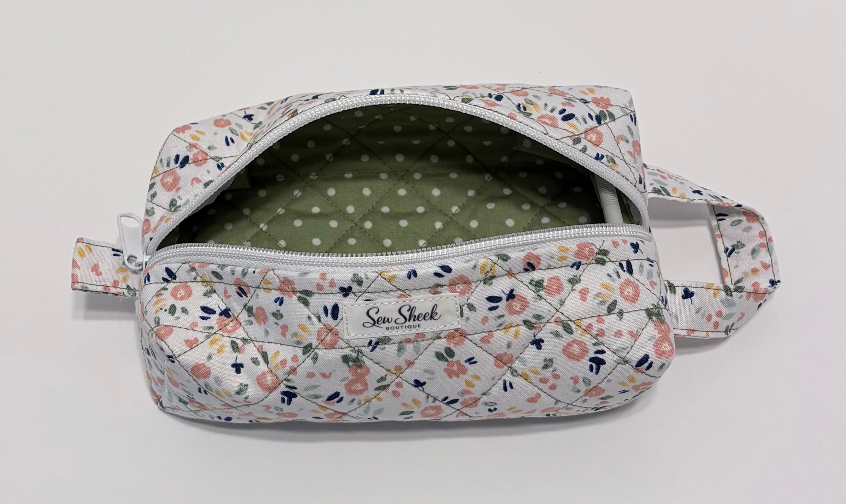 Floral and Green Small Zip Case