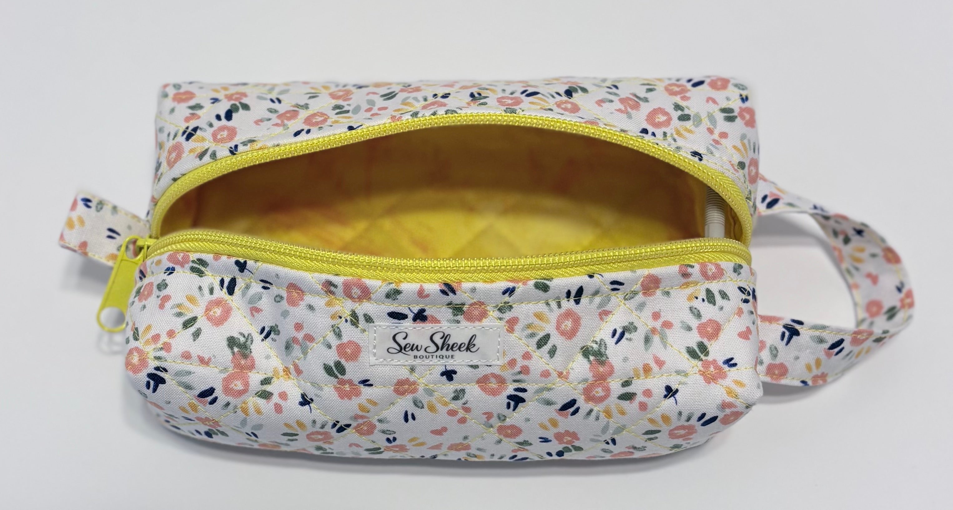Floral and Yellow Small Zip Case