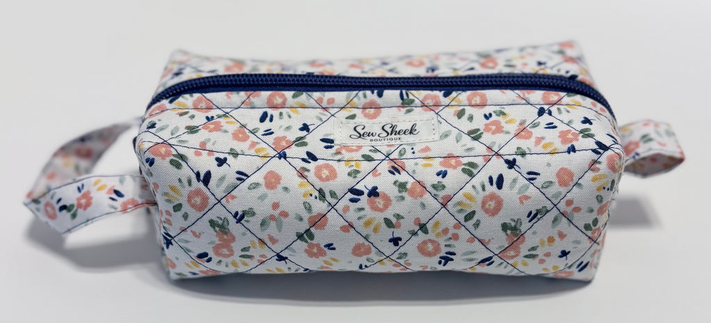 Floral and Blue Small Zip Case