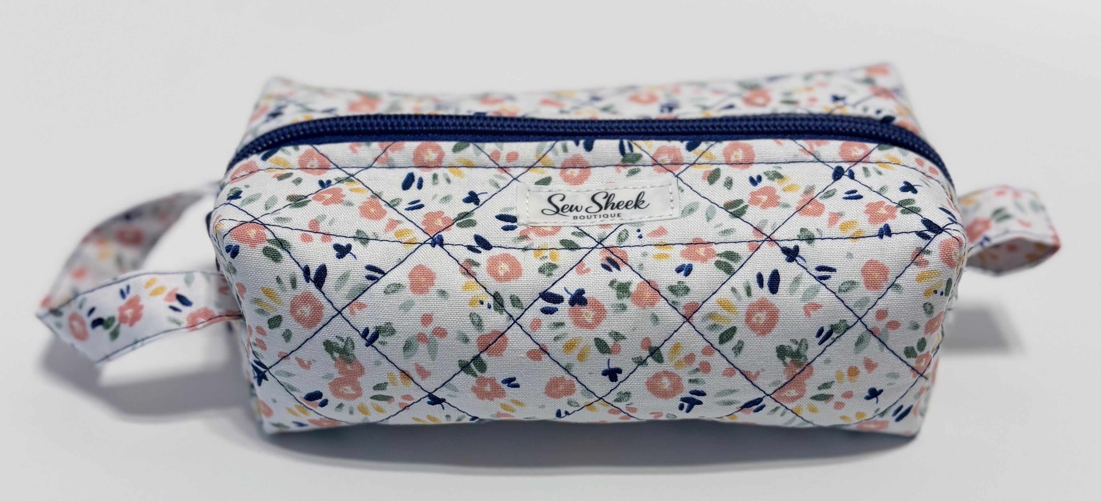 Floral and Blue Small Zip Case