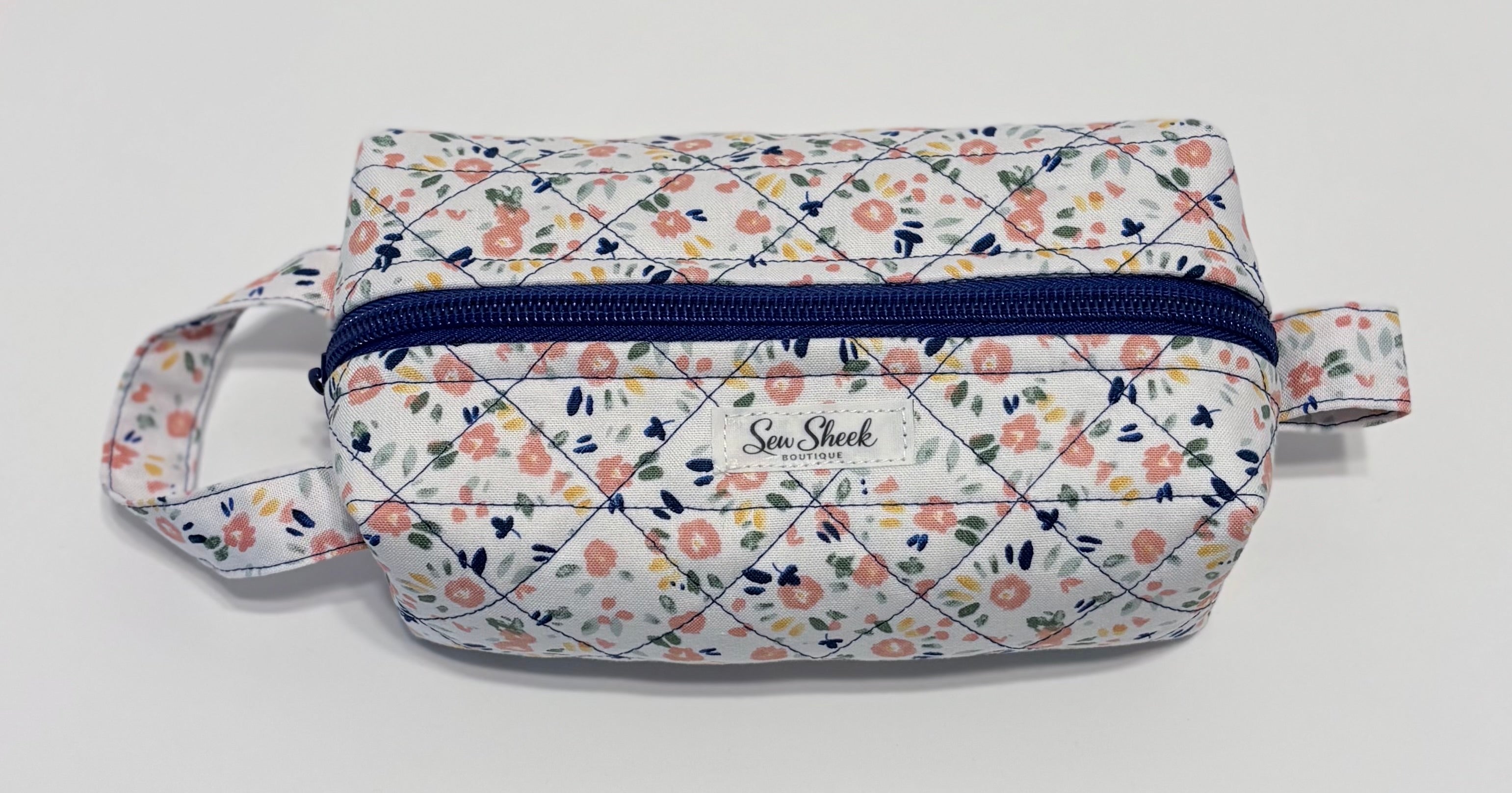 Floral and Blue Small Zip Case
