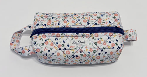 Floral and Blue Small Zip Case