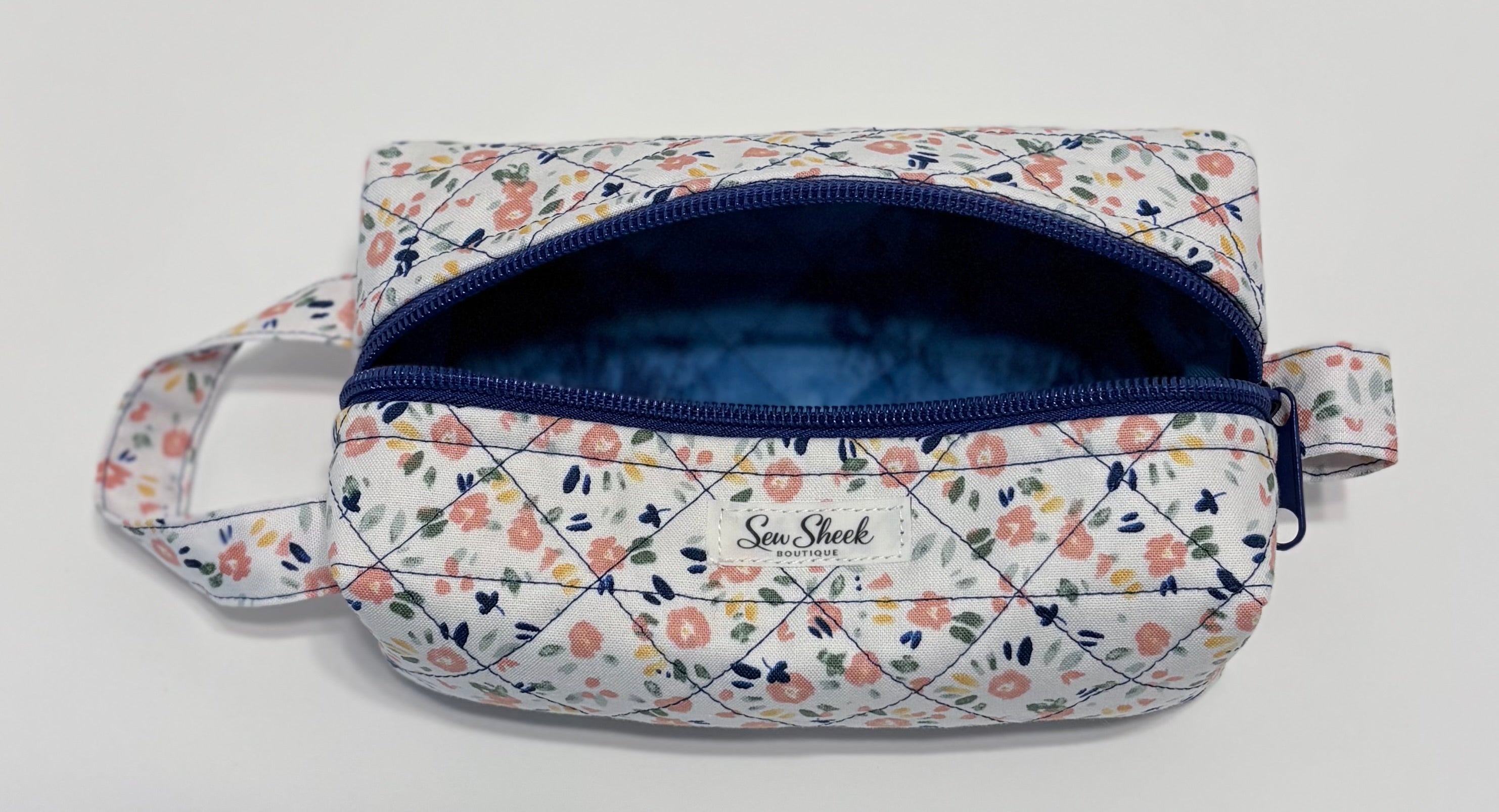 Floral and Blue Small Zip Case